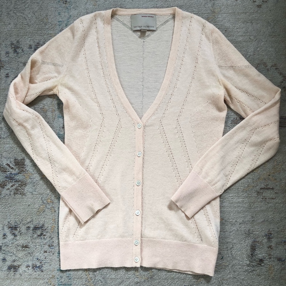 Banana Republic Pale Pink V-Neck Button Cardigan Heritage Collection size xs